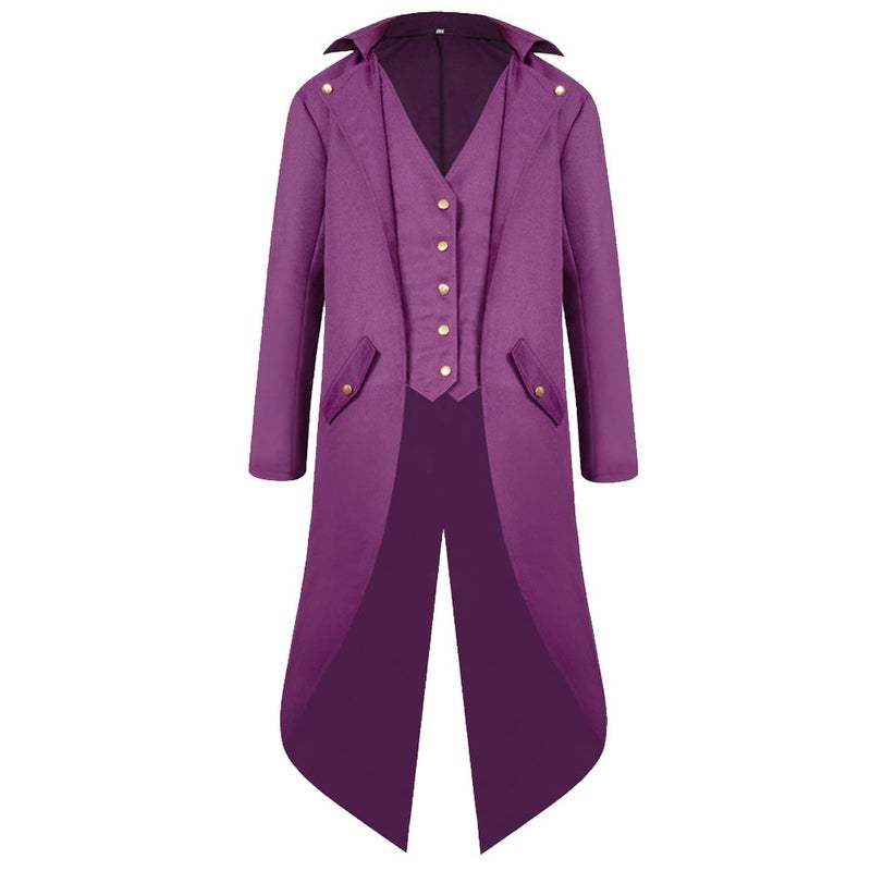 H&ZY Men's Steampunk Vintage Tailcoat Jacket Gothic Victorian Frock Coat Uniform Halloween Costume - Image 1